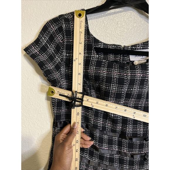 Vintage Jody Sz 5/6 Midi Tweed Plaid Grunge Dark Academia Sheath Dress - Picture 12 of 15
